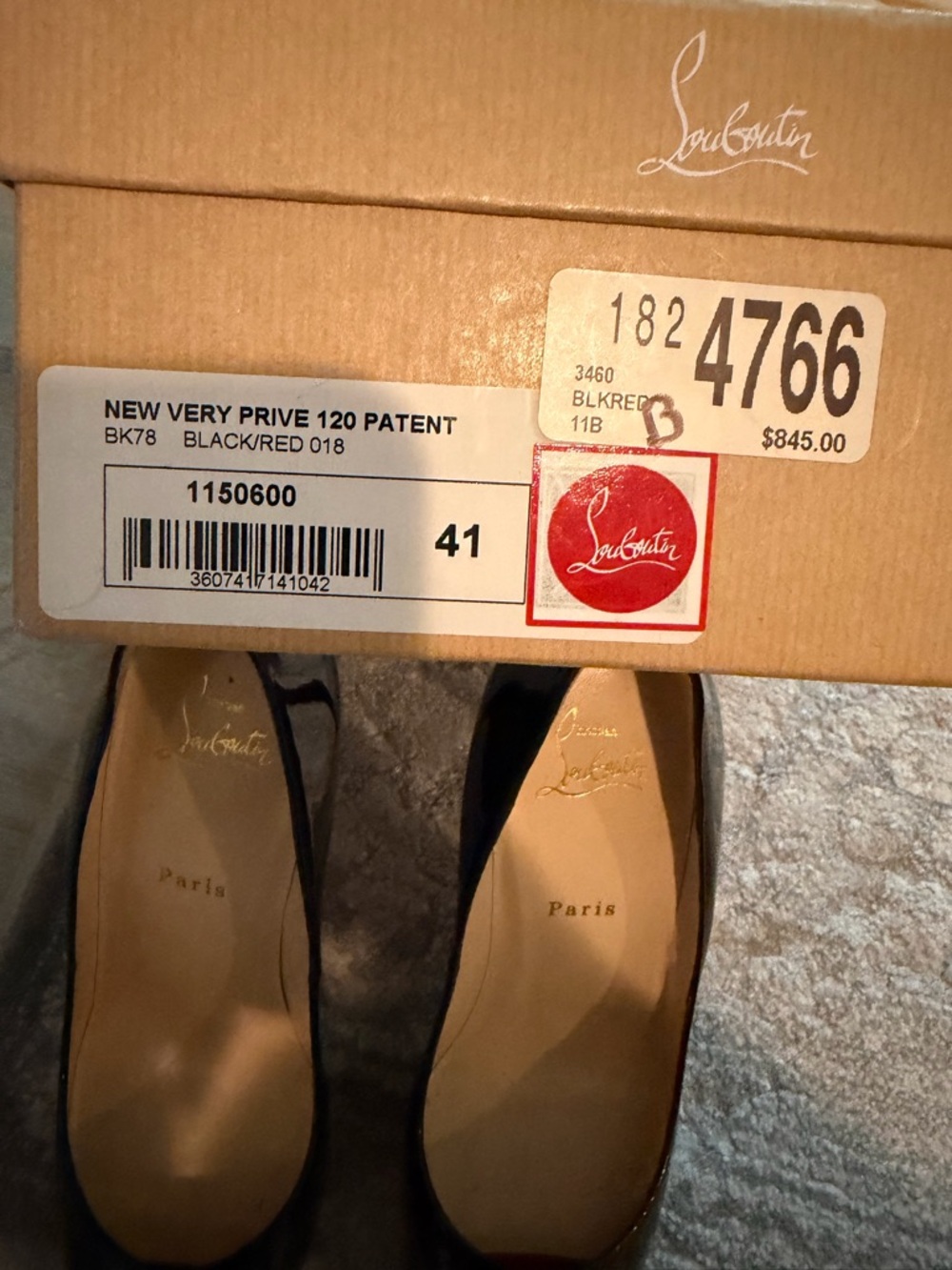 Christian Louboutin Black Patent Peep-Toe Pumps with Red Toe - Picture 5 of 5